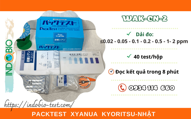 packtest Cyanide Kyoritsu WAK-CN-2, giúp test nhanh Xyanua (CN) trong nước và nước thải thang do 0-2 ppm